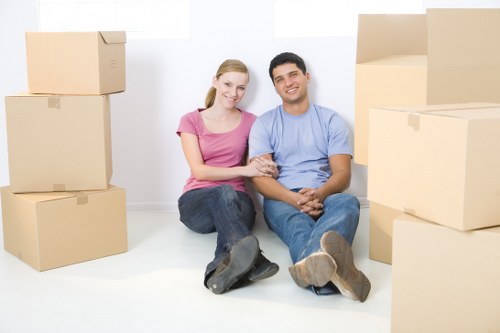 Organised moving equipment and clear workspace for safe removals
