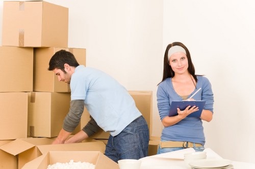 Packing and organising office equipment for a Mayfair move